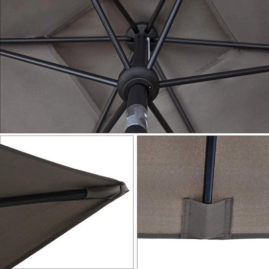 Ombrellone da giardino 210 x 140 cm in taupe - UV50+ - Forma rettangolare
