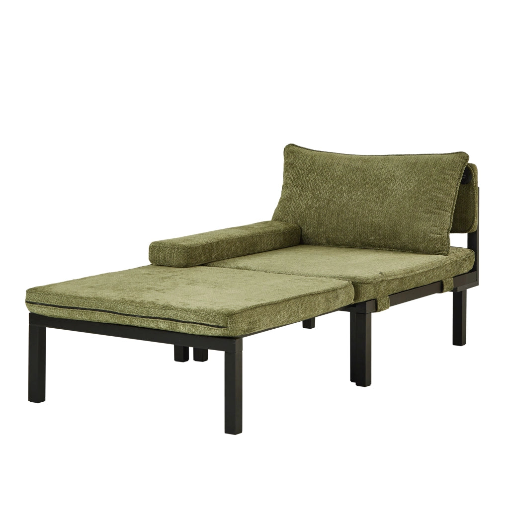 Poltrona letto pieghevole verde in velluto con porta USB Type-C