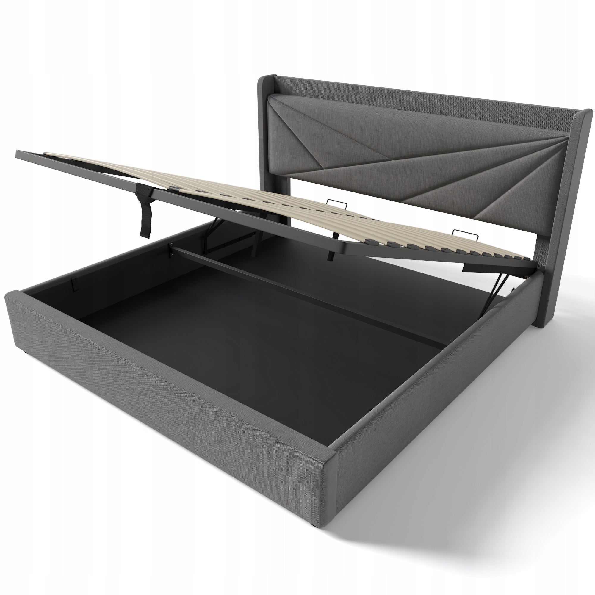 Letto con materasso - Xylo - 160x200 - Lino - USB-C, vano