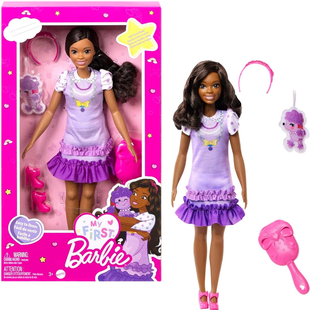 La Mia Prima Barbie Giocattolo Bambola Bambini Snodabile Abito Lilla e Peluche