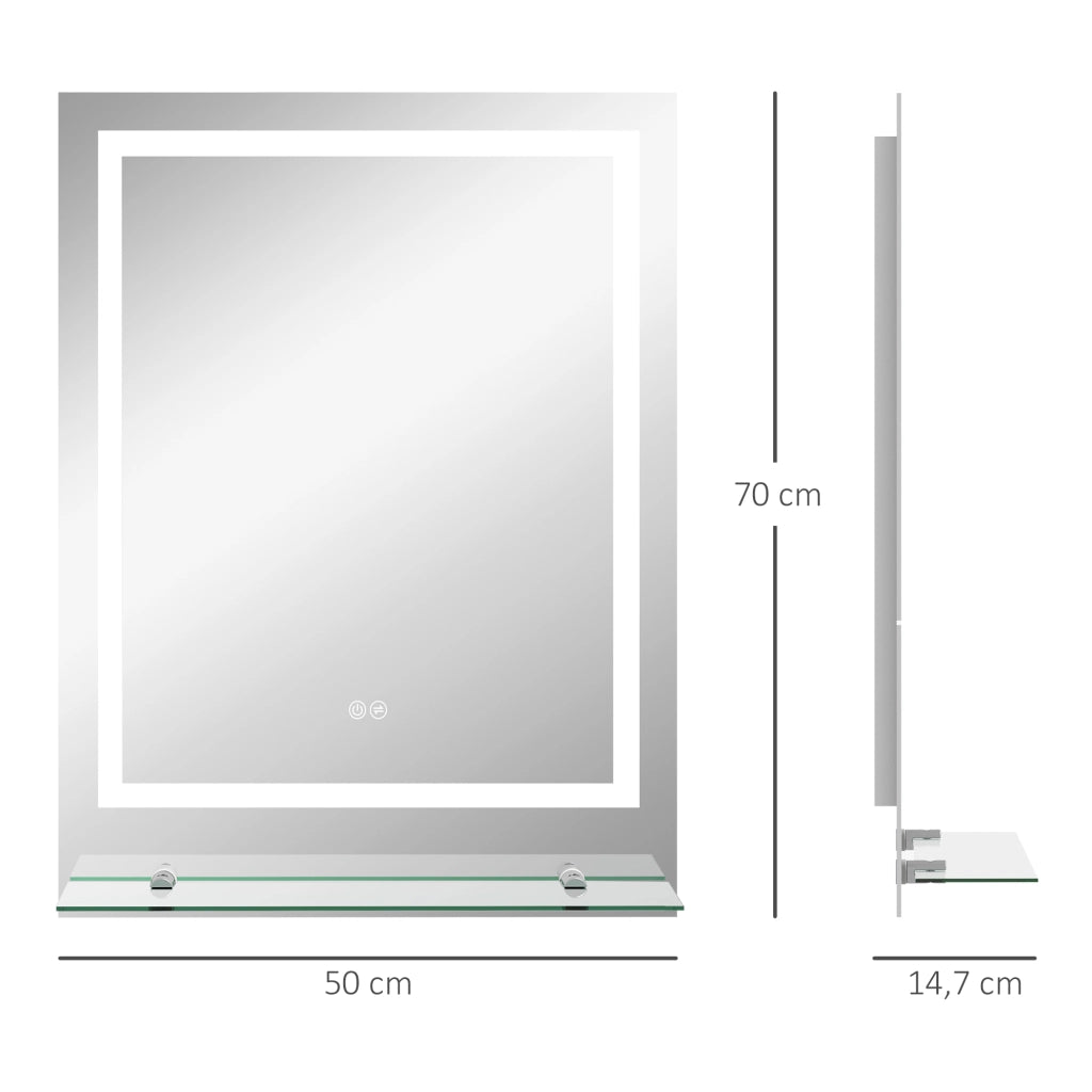 Specchio da Bagno Rettangolare con LED ¨C Xylo ¨C 70x50 cm Luminoso a Parete