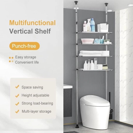 Pannello di stoccaggio espandibile sopra il water per organizzatore bagno - plafond - supporto per oggetti - nero - piccoli spazi lavatrice