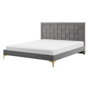 Letto Imbottito Matrimoniale 140 x 200 cm Testiera Grigio Velluto Gambe Dorate