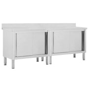 Set di 2 tavoli con ante scorrevoli 200 x 50 x (95-97) cm acciaio inox 02_0000009
