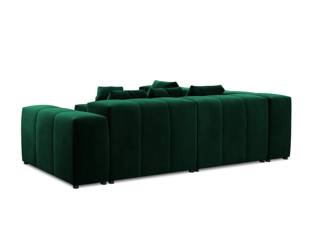 Cosmopolitan Design - Divano angolare modulare reversibile "Rome" 7 posti in velluto verde bottiglia 