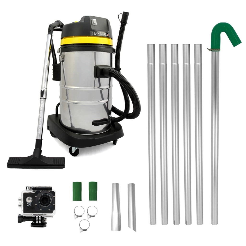 Kit grondaie: aspiratore 60L + aste 7,2m + telecamera 4K | Pulizia facile