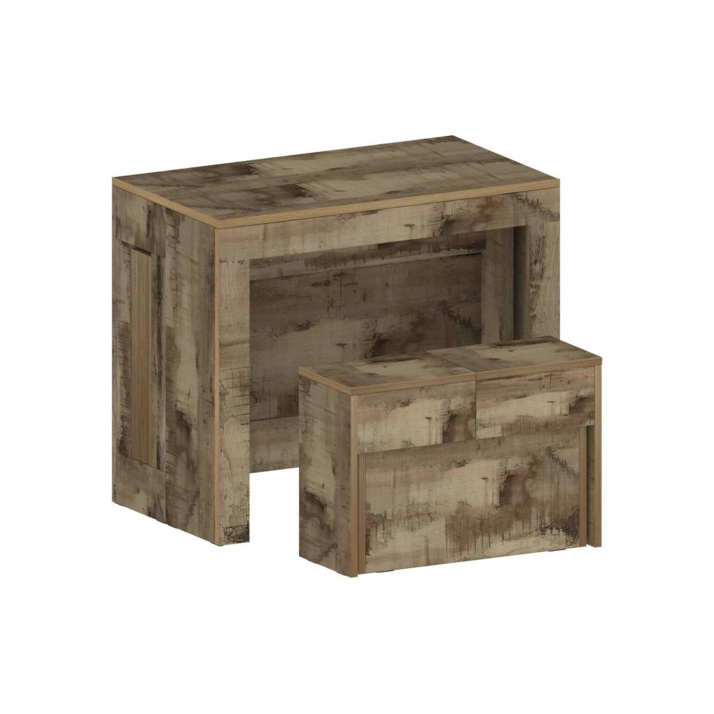 Set tavolo e sedie Badesi, Composizione multiuso, Set con consolle e 1 panca allungabili, 100% Made in Italy, 66x25h45 cm, Acero
