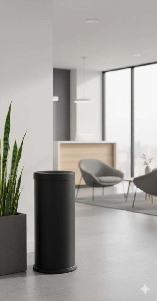 Pattumiera Gettacarte Ø25xh60 cm Autoestinguente In Acciaio Verniciato Nero