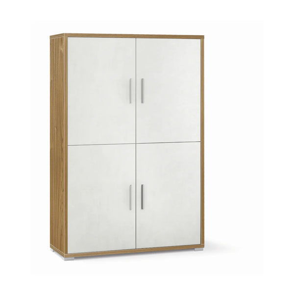 Armadio mobile 4 ante 108x41x161H cm in kit di montaggio colore Noce Stelvio e Ossido bianco