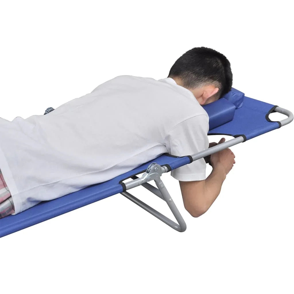 Lettino prendisole sedia a sdraio lettino prendisole letto da giardino mobili da esterno per patio con poggiatesta acciaio verniciato a polvere blu 02_0012440