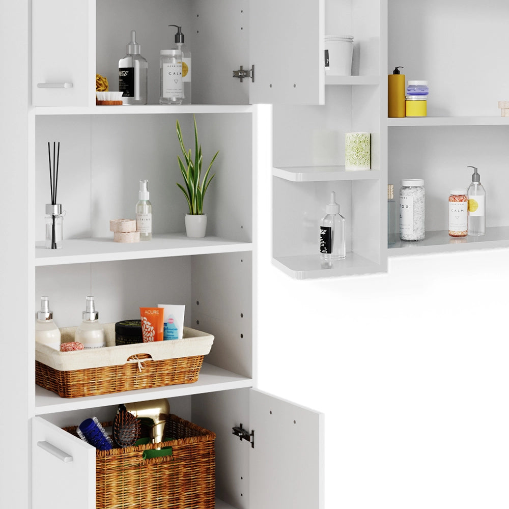 Vicco Set di mobili da bagno Bianco 2 pezzi, con colonna e mobile a specchio per bagno
