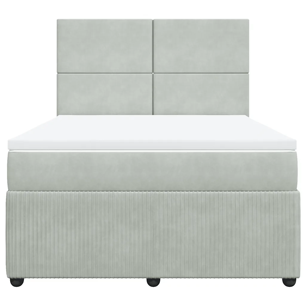 Giroletto a Molle con Materasso Grigio Chiaro 140x190cm Velluto