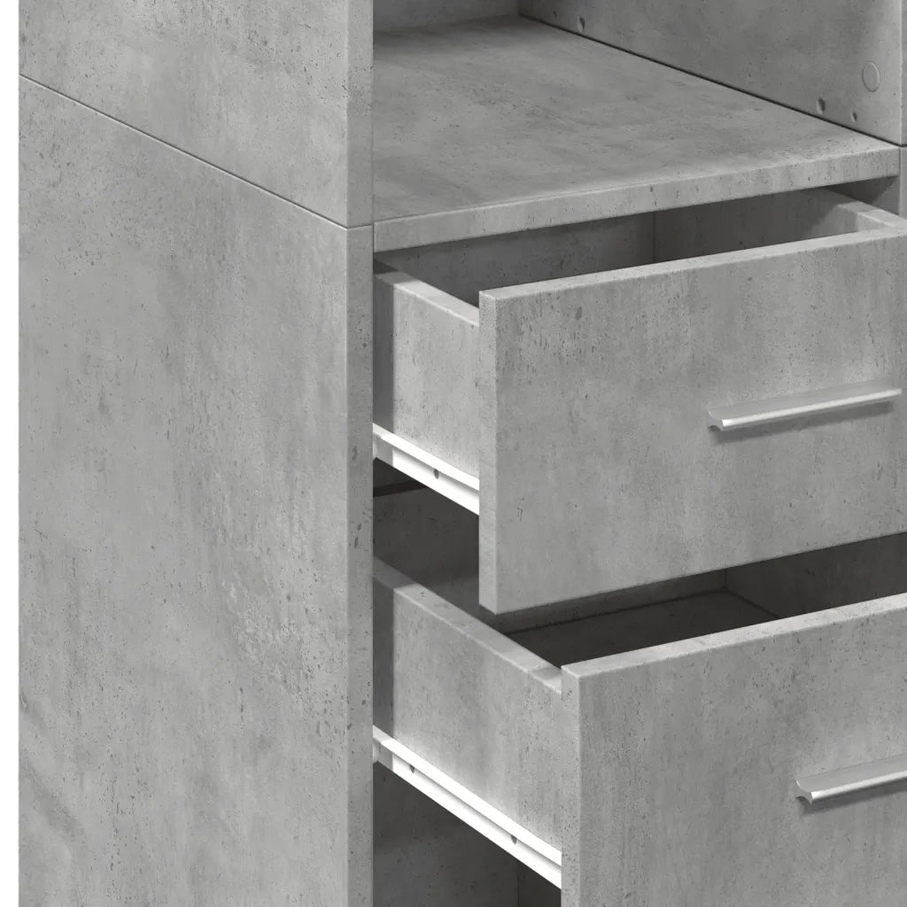 vidaXL Armadietto Grigio Cemento 70x42,5x225 cm in Legno Multistrato