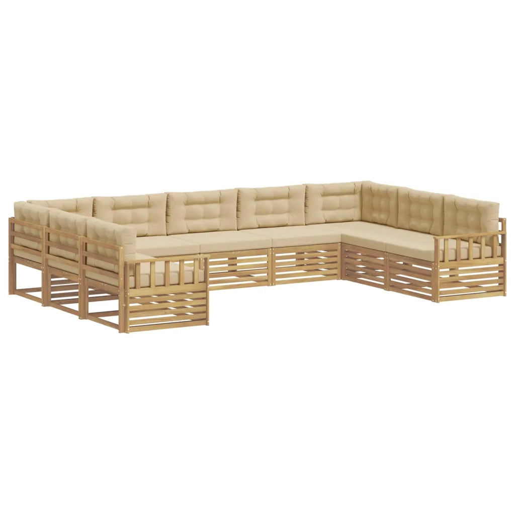 Set di divani da esterno 9 pz Bianco e Beige 3391148