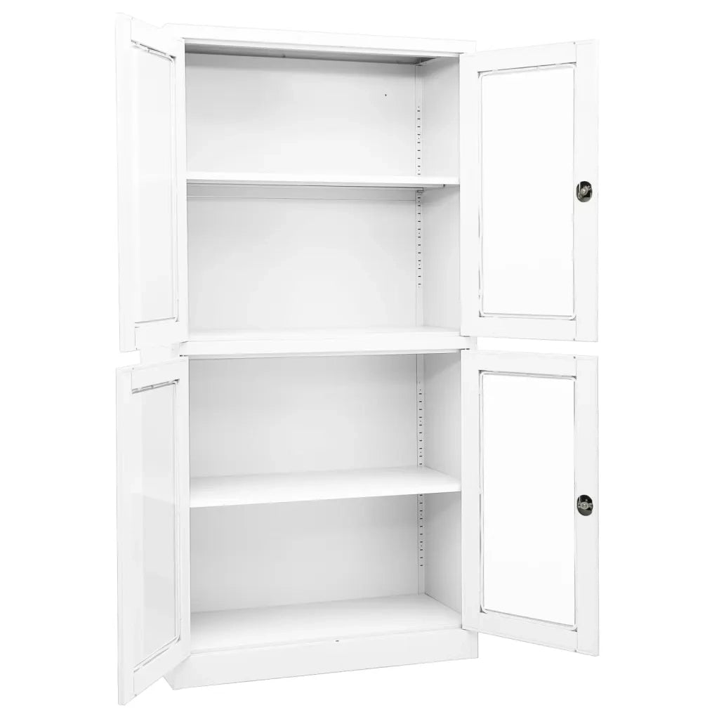 Armadio per Ufficio Bianco 90x40x180 cm in Acciaio e Vetro 335938
