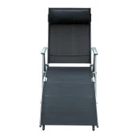 Sdraio da Giardino Pieghevole con Cuscino, Schienale con 7 Reclinazioni, 137x63.5x100.5cm, Nero