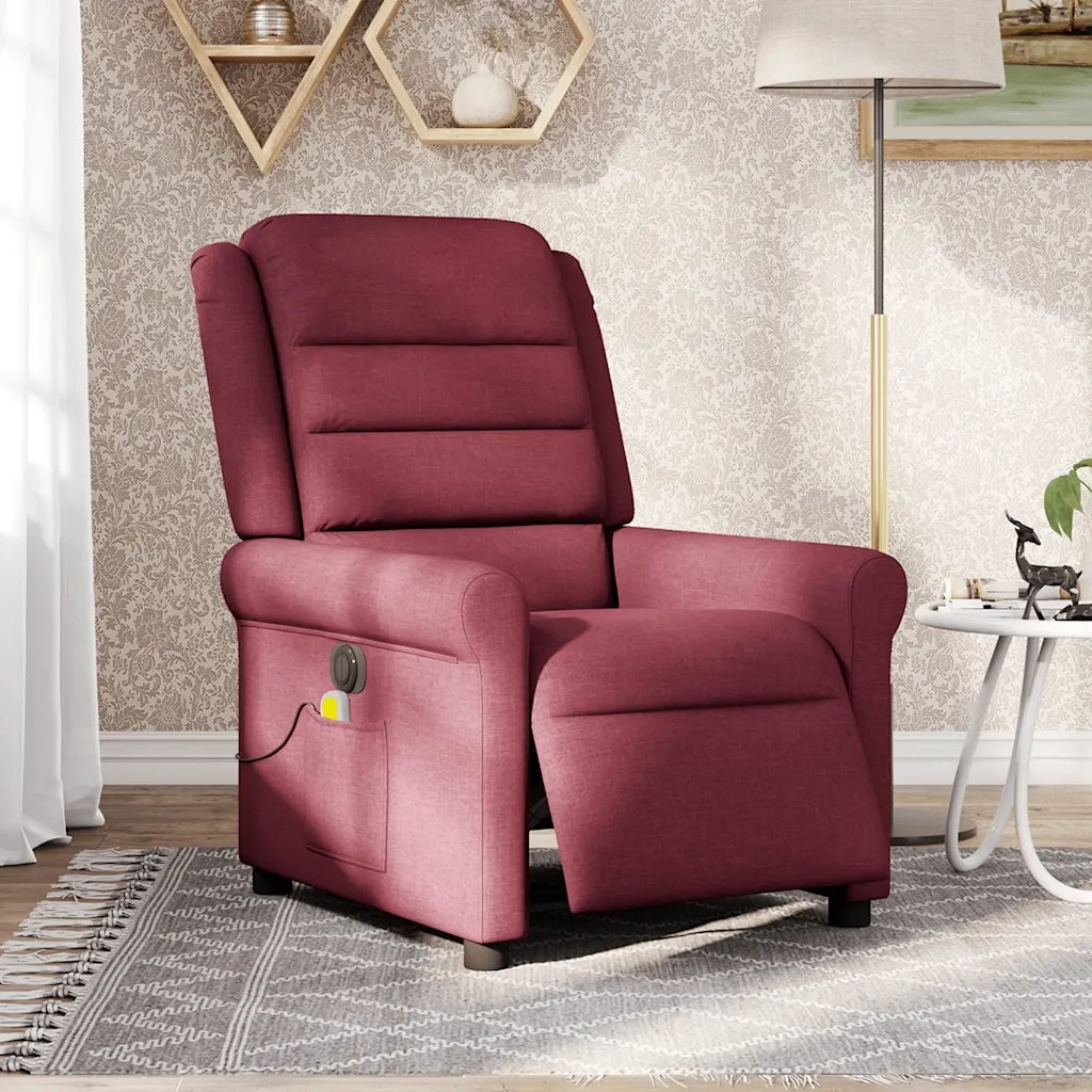 Poltrona Massaggiante | Sedia Relax Reclinabile Elettrica Rosso Vino Tessuto