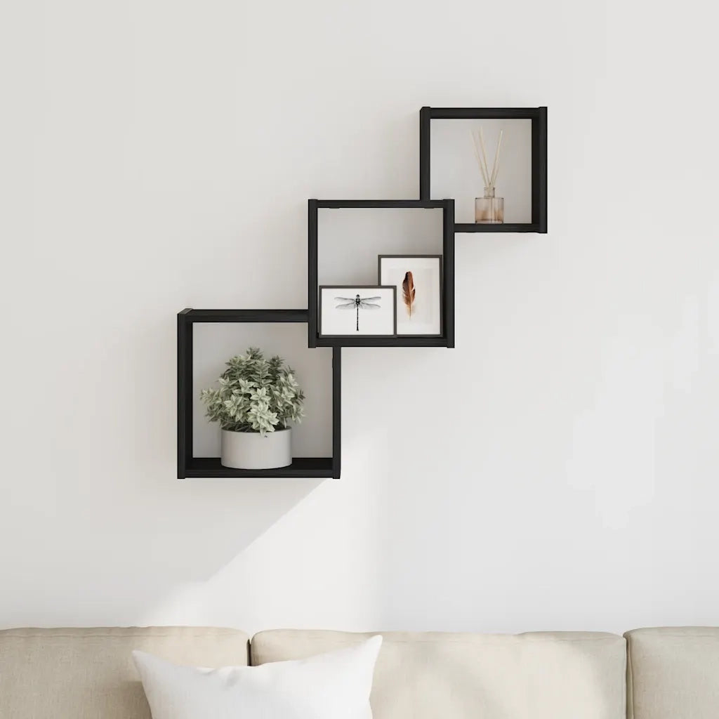 Mensole a Cubo Parete Rovere Nero 68x15x68 cm Legno Multistrato 862410