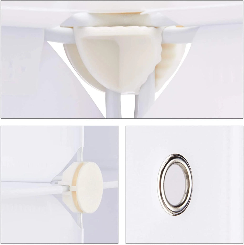 Mobiletto portaoggetti in plastica guardaroba scaffale con ante e asta appendiabiti 145 cm bianco 13_0001961_2