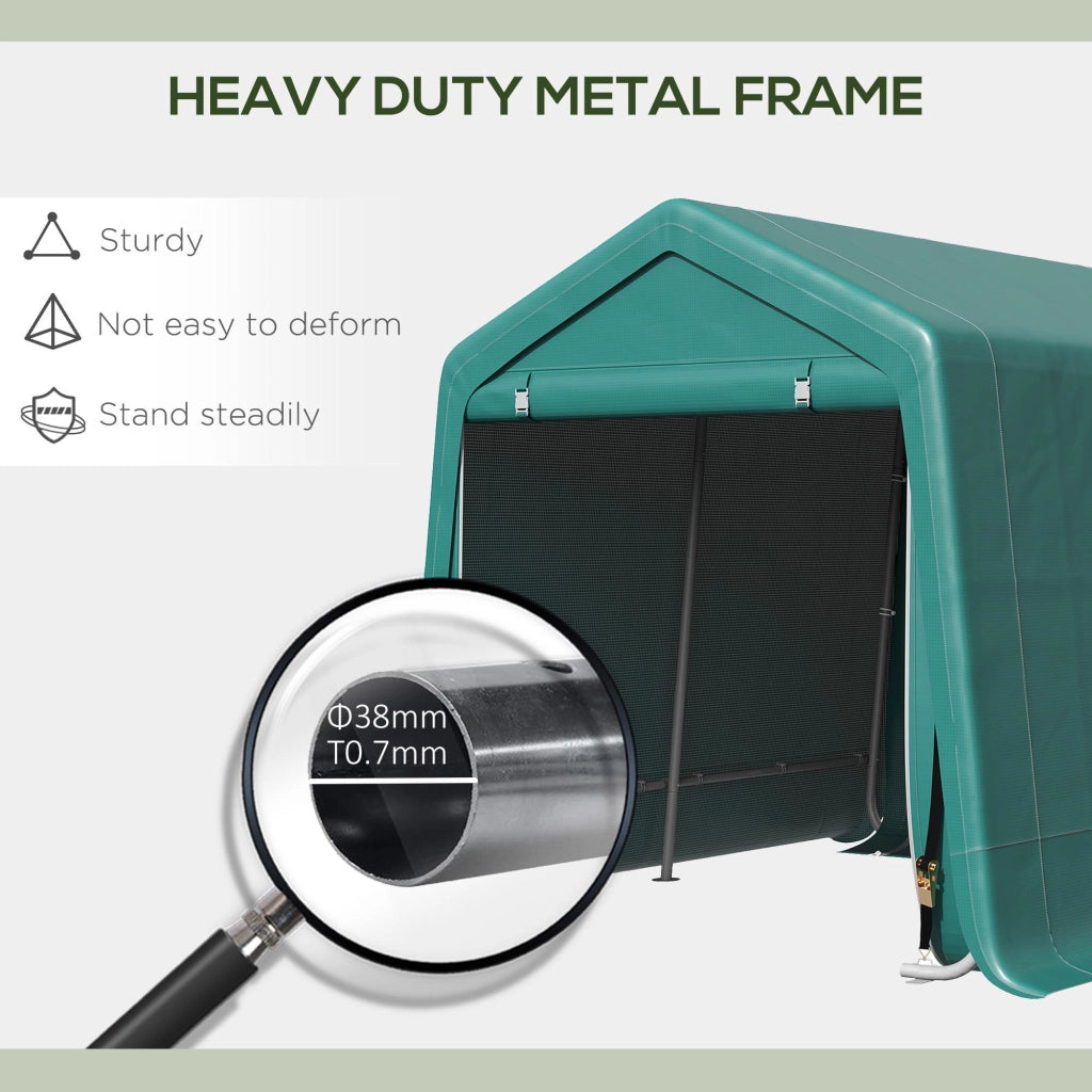 Tendone Garage per Auto Attrezzi 240x200x202 cm in Metallo e Tessuto Polietilene Verde