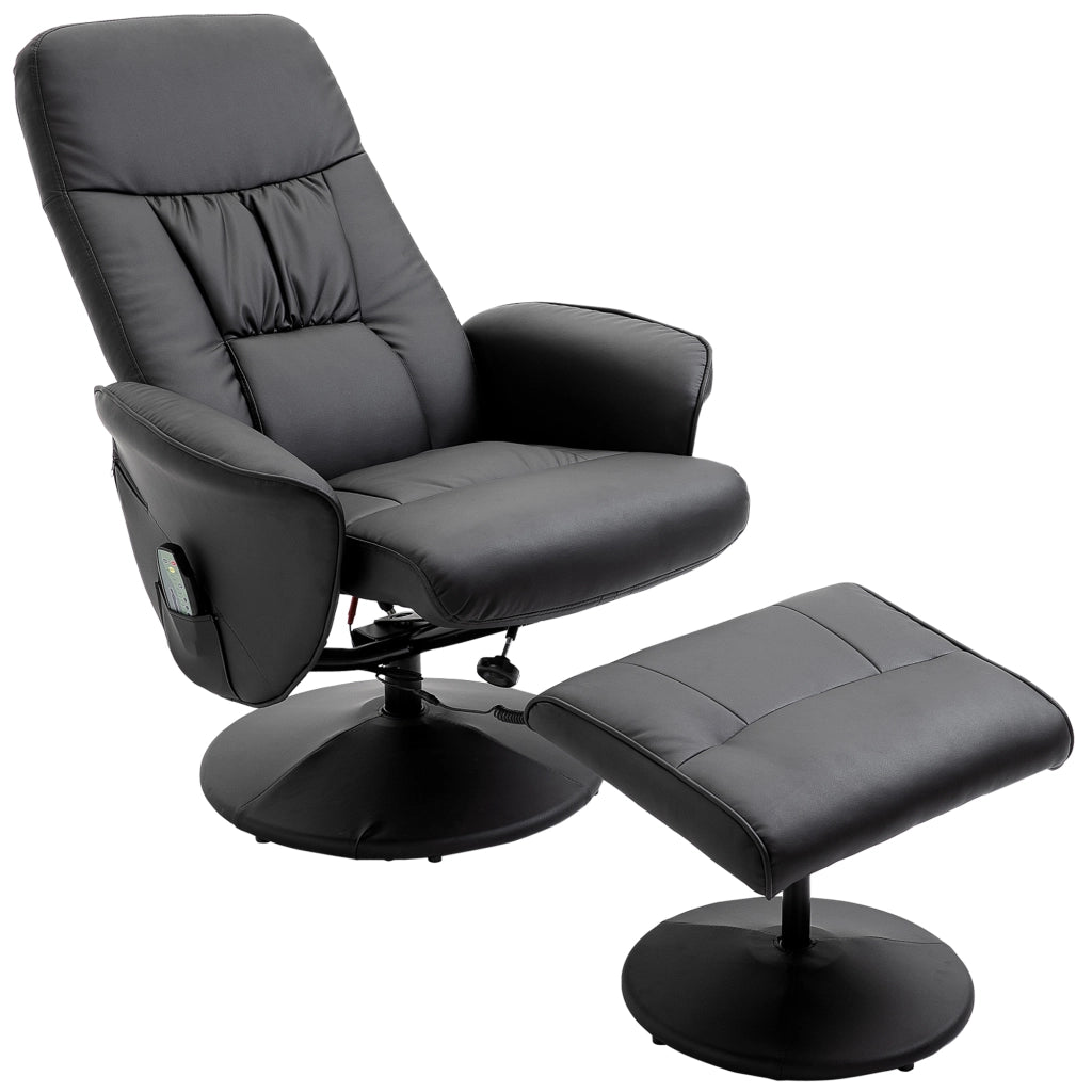 Poltrona relax reclinabile con poggiapiedi ¨C Xylo ¨C massaggiante elettrica girevole similpelle nera