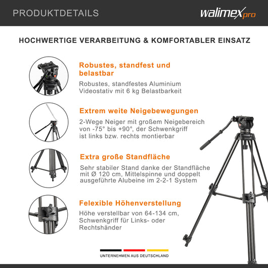 EI-9901 Treppiede Video Pro con borsa e piastra a sgancio rapido, 134 cm