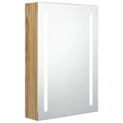 Armadietto Bagno | Armadio da bagno con Specchio e LED Rovere 50x13x70 cm