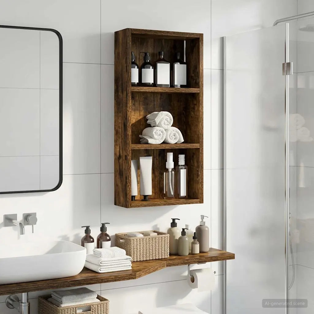 Armadio da bagno a muro Quercia Affumicata 30 x 10 x 60,5 cm