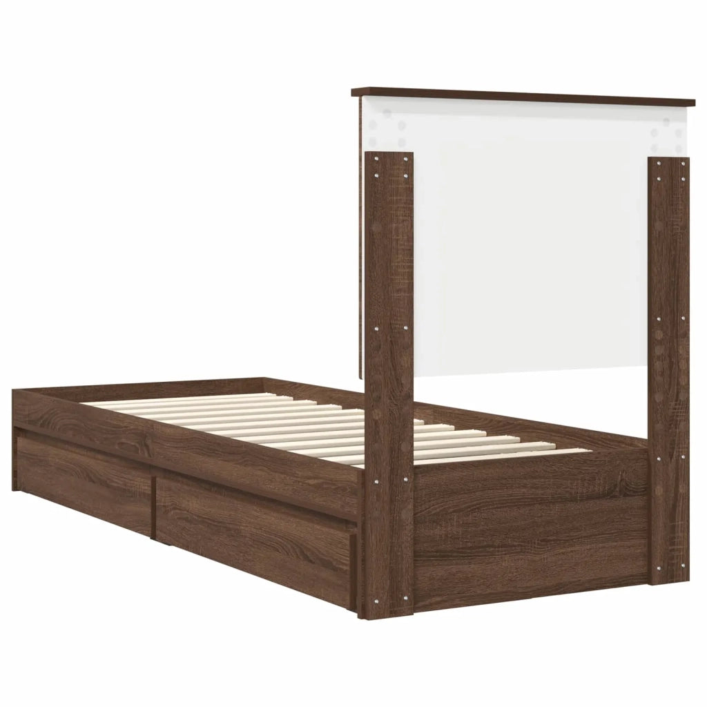 Letto con Contenitore con testiera Rovere Marrone 75 x 190 cm 3411263