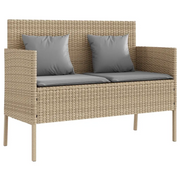 Panchina da Giardino | Panca da Giardino con Cuscini Beige in Polyrattan