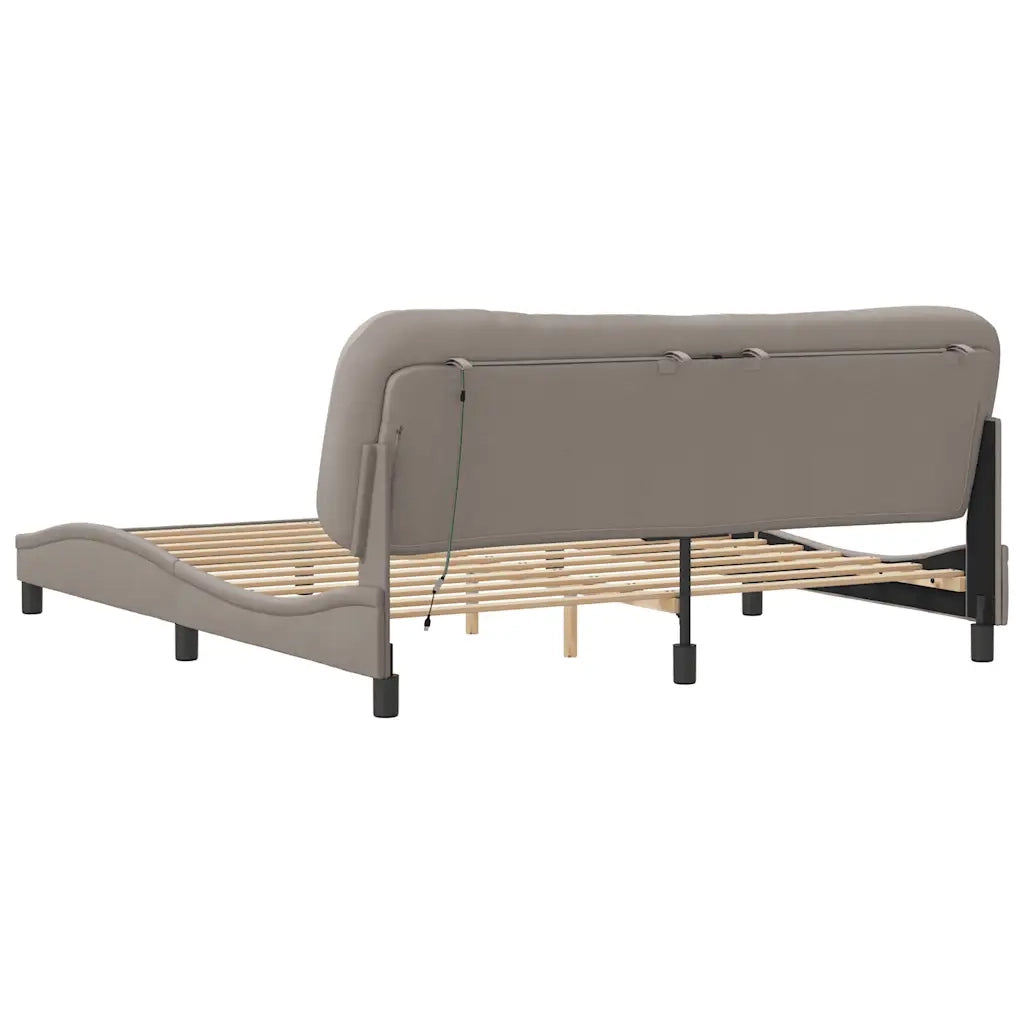 Giroletto con LED senza Materasso-Struttura Letto Hvar Tortora 180x200 cm in Tessuto