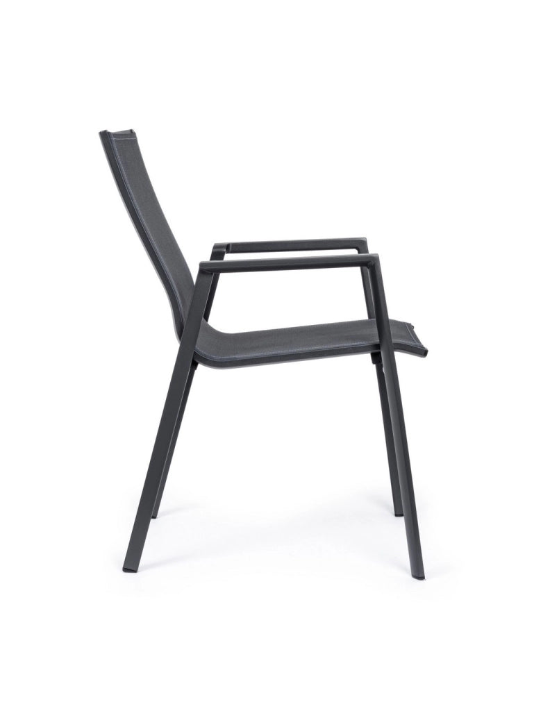 Sedia da Giardino Ferro Esterno Moderna Nera Tessuto e Metallo 2 Pz Krion