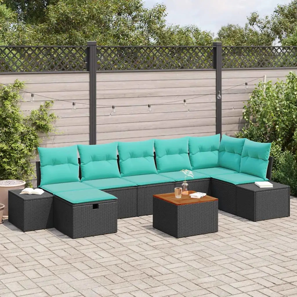 Set Divano da Giardino 8 pz Nero polyrattan 3359606