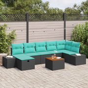 Set Divano da Giardino 8 pz Nero polyrattan 3359606