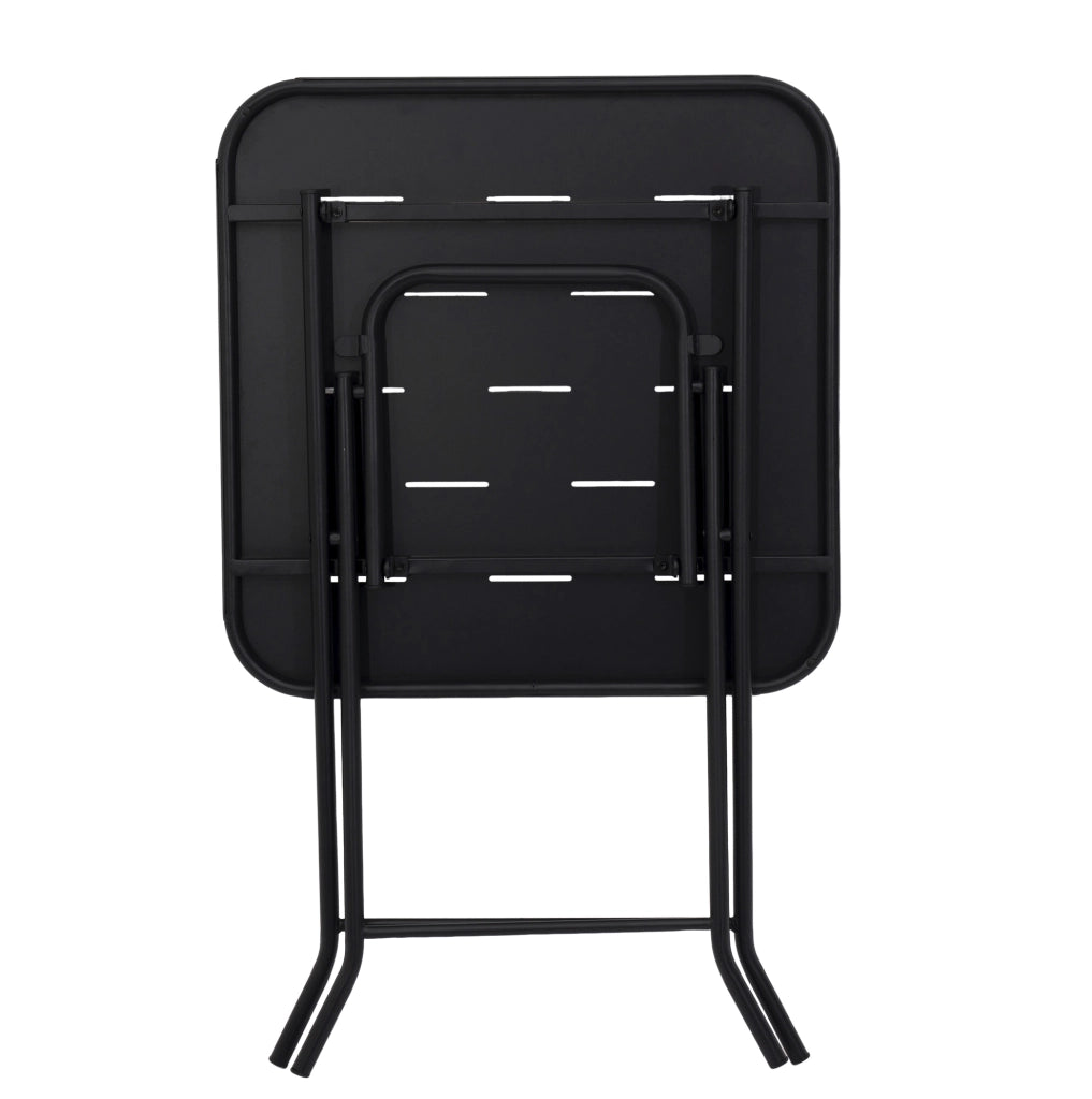 Set bistrot pieghevole; 2 posti; leggero e salvaspazio; acciaio nero