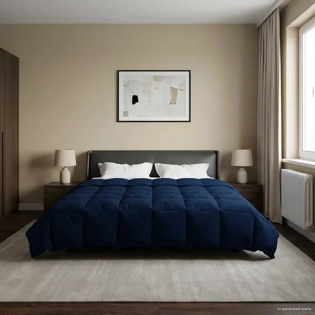 Duvet Invernale Trapuntato Blu Scuro 200 x 240 cm Microfibra 42026137