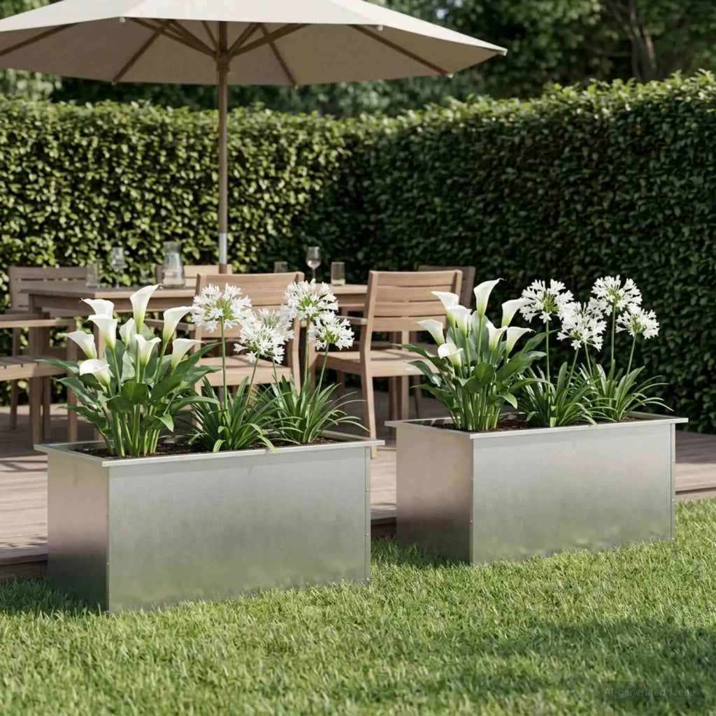 Fioriera da giardino con LED 2 pz Argento 50 x 80 x 48 cm 8008219