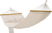 Hangmat con 2 stanghe in legno e cuscini - sostenibile fino a 300 kg - 210 x 150 cm - hangmat beige per 2 persone