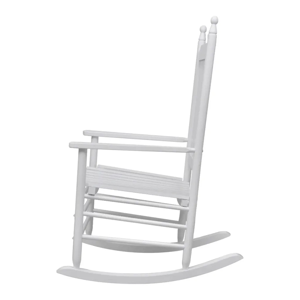 Sedia a Dondolo con Sedile Curvo Bianco in Legno 40858