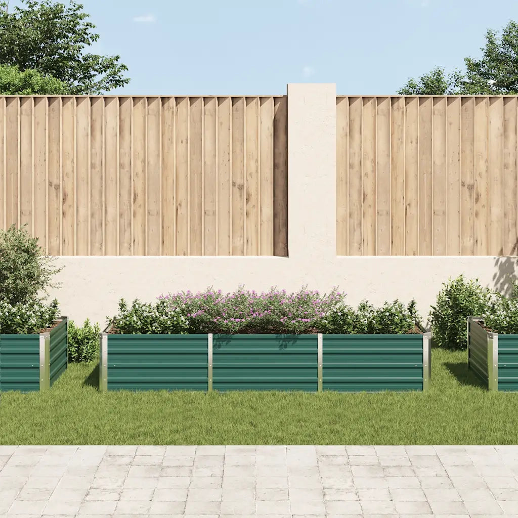 Letto Rialzato Giardino in Acciaio Zincato 240x80x45 cm Verde 44843