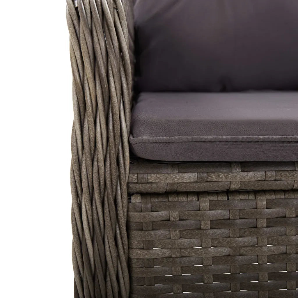 Set da Bistrot per Giardino 3 pz in Polyrattan Grigio cod mxl 73503