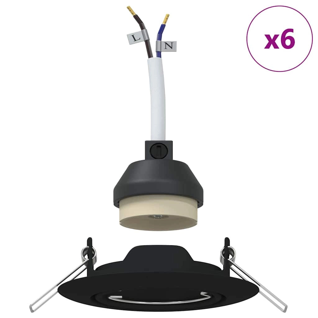 Set di 6 faretti da incasso moderni orientabili 9 x 9 x 2,5 cm in metallo nero 02_0058268