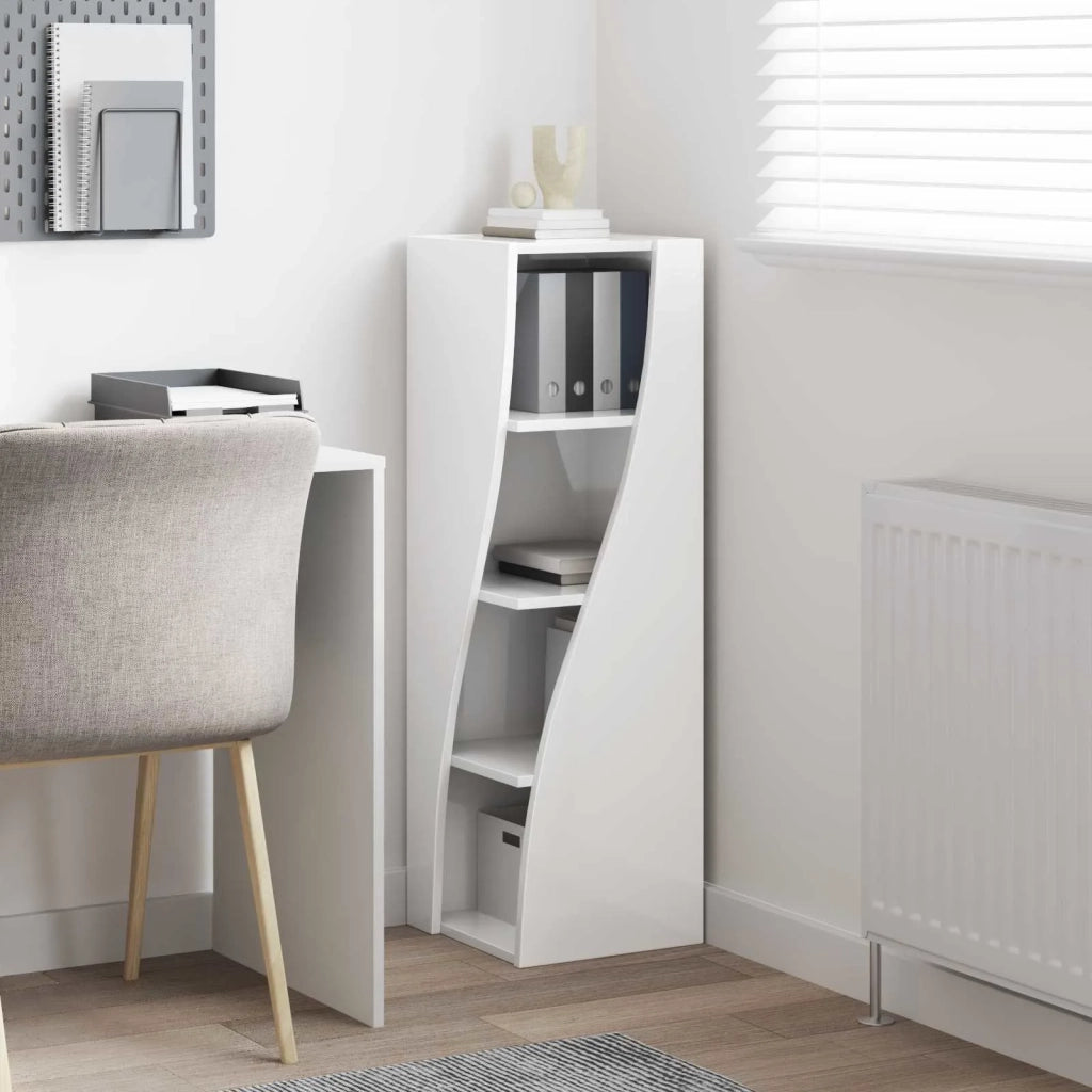 Mobile angolare 32x32x102cm Legno ingegnerizzato Bianco Lucido 889859