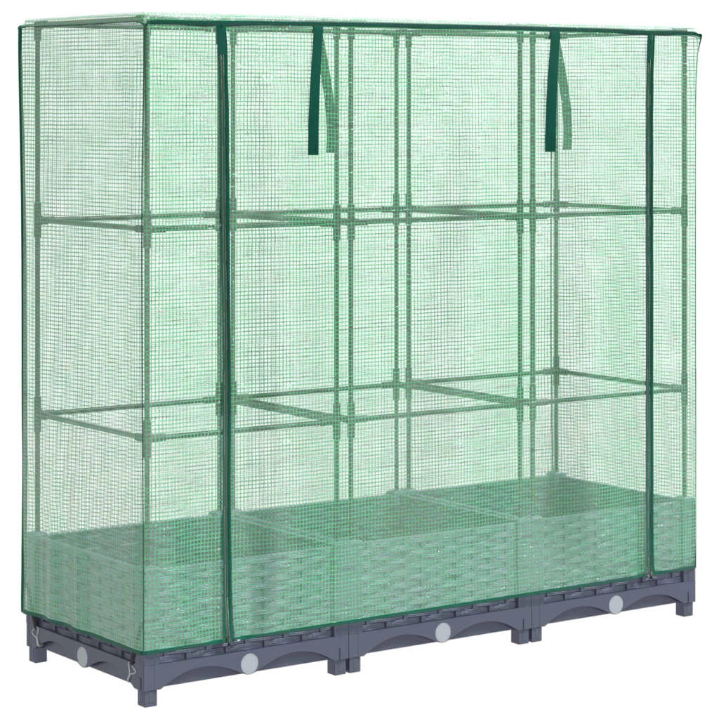 Aiuola rialzata/fioriera con copertura effetto rattan 120 x 40 x 123 cm blu/grigio 02_0038732
