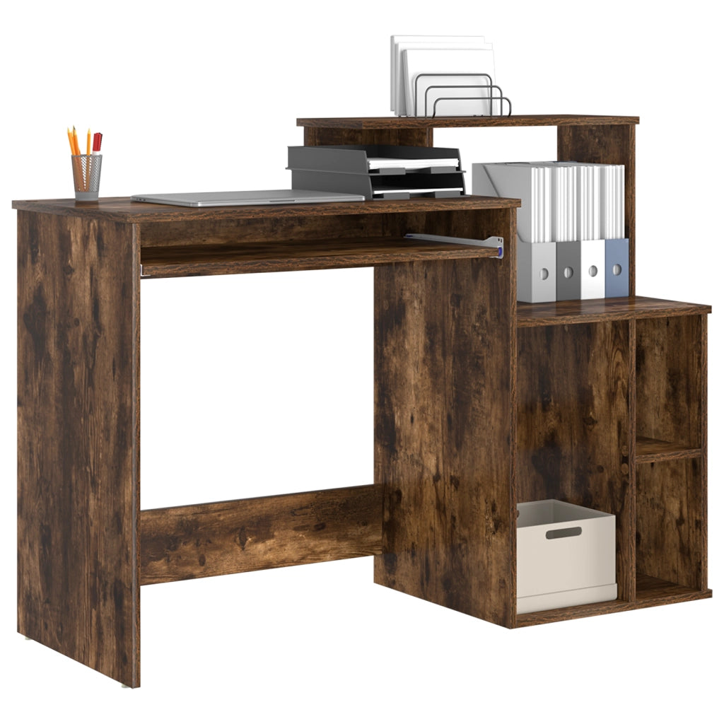 Scrivania con storage Rovere affumicato 120.5x44x88.5 cm Legno ingegnerizzato
