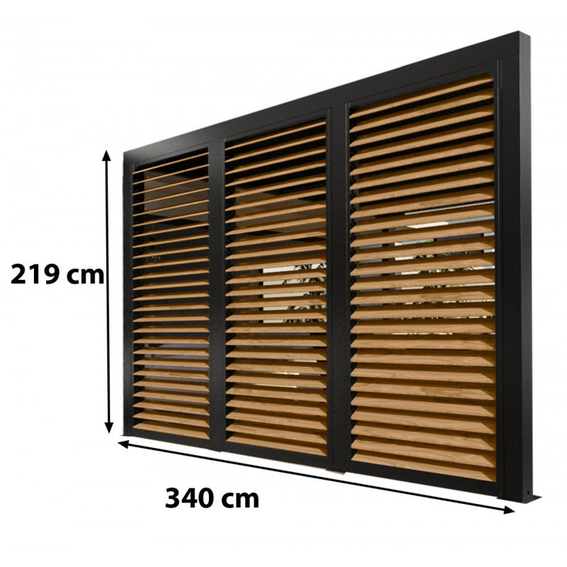 Pannello veneziana effetto legno per pergola bioclimatica lato 360 cm – 3 moduli orientabili con manovella – PERBIV36B Foresta
