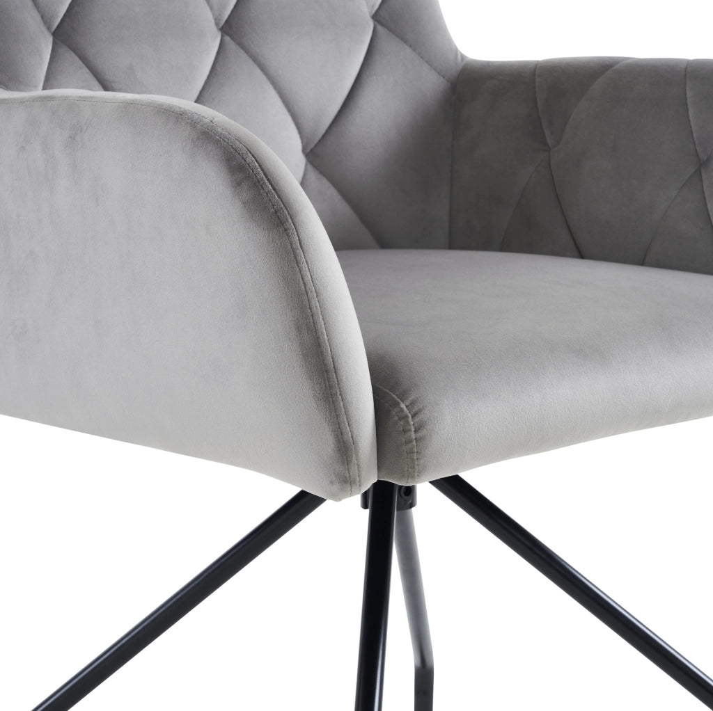 Set di 2 sedie imbottite con braccioli ergonomici in velluto grigio chiaro