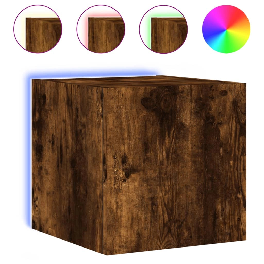 Mobile TV multimediale scaffale TV credenza mobile TV sala da pranzo soggiorno parete attrezzata per camera da letto con luci LED rovere affumicato 30,5 x 35 x 30 cm marrone 02_0027978