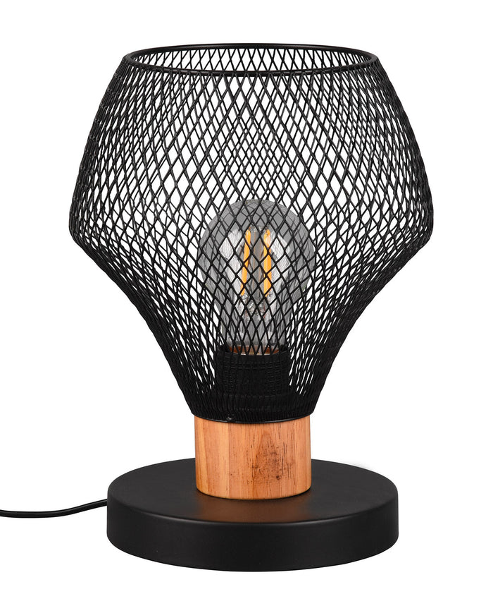 Lampada da Tavolo da Interno Attacco E27 in Metallo Nero Opaco