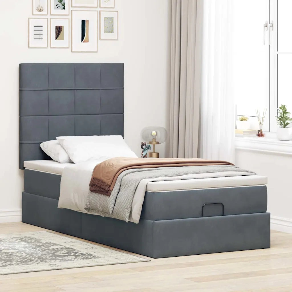 Struttura Letto Pouf con Materassi 180x200 cm in Velluto 3313434